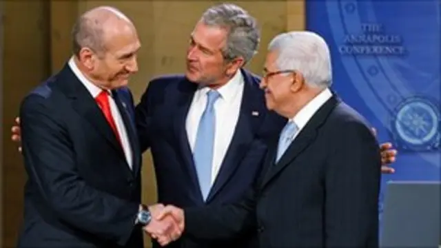 جورج بوش، اهود اولمرت و محمود عباس