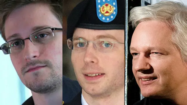 Edward Snowden, Bradley Manning, Julian Assange