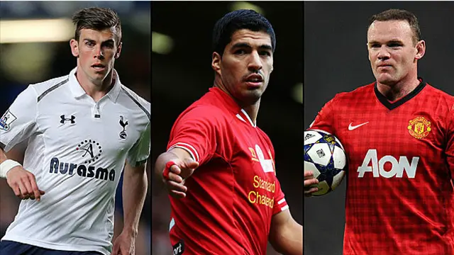 Luis Suárez, Gareth Bale, Wayne Rooney