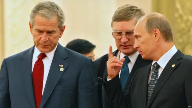 Буш и Путин 8 августа 2008 года, встреча в Пекине