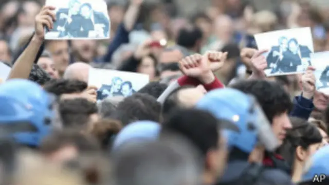 Protestas contra la mafia en el sur de Italia