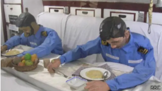 कुरसुरा के पनडुब्बी संग्रहालय का एक दृश्य. नौसैनिकों को बिना छौंक लगा सादा खाना दिया जाता है. 