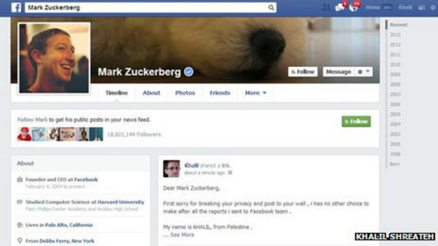 Cuenta de Facebook de Mark Zuckerberg fue hackeada