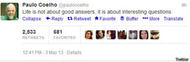Tuit de Paulo Coelho