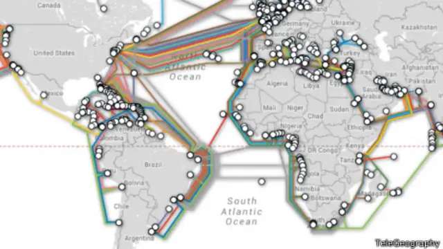 Mapa de los cables de Internet