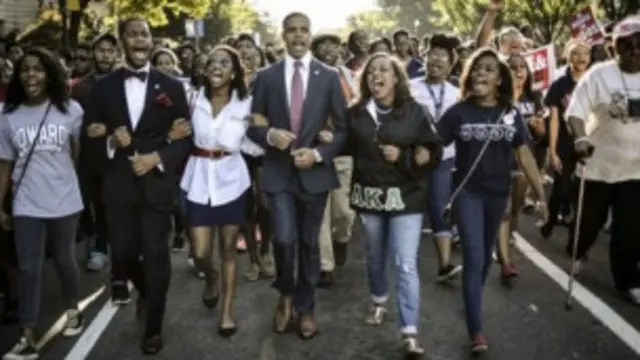 راهپیمایی واشنگتن برای یادبود مبارزات جنبش مدنی آمریکا و رهبر آن، مارتین لوتر کینگ انجام شد