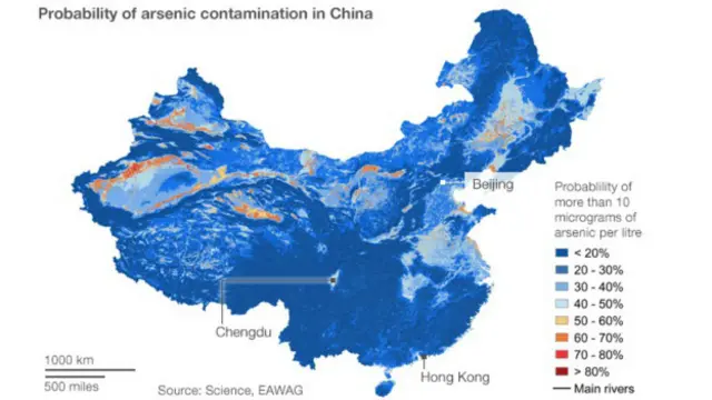 चीन आर्सेनिक प्रदूषण नक्शा