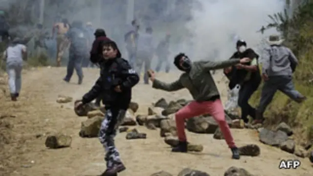 Protestas durante el paro agrario en Colombia