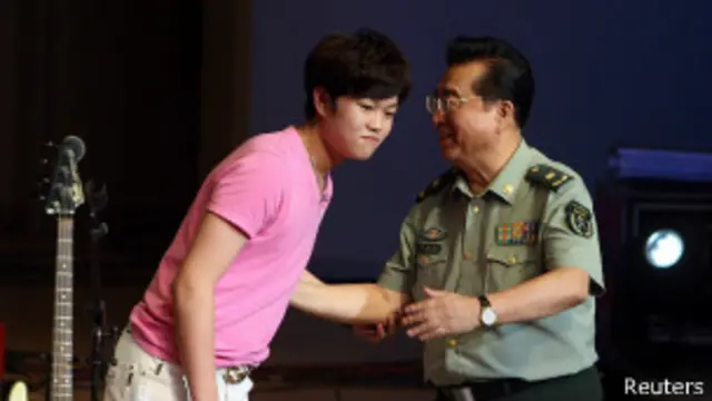 Ли Тяньи с отцом, генералом Ли Шуанцзяном