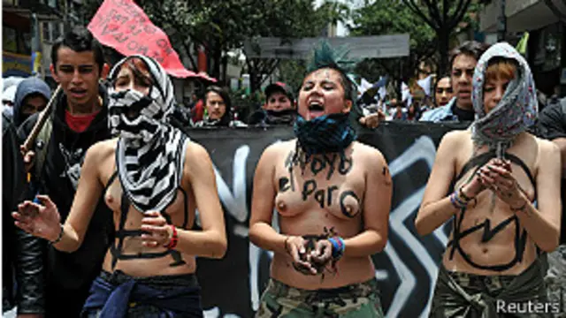 Protesta en apoyo al paro agrario en Bogotá
