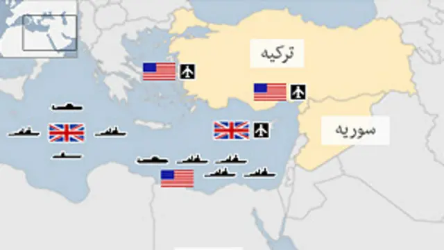 حضور نظامی آمریکا و بریتانیا در آب‌های نزدیک به سوریه