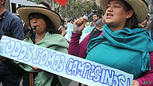 Manifestantes en Bogotá