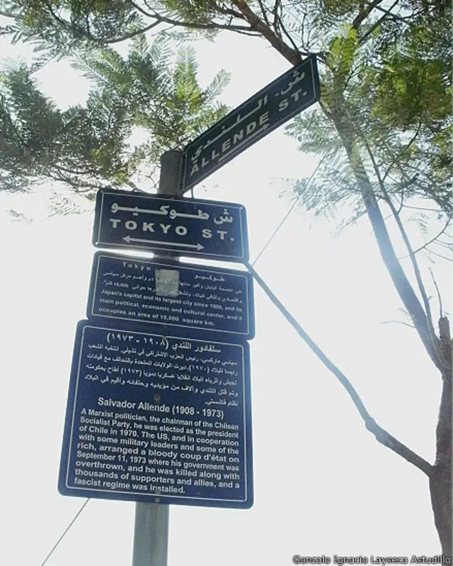 Cartel con información sobre Salvador Allende. Foto: cortesía Gonzalo Ignacio Layseca Astudillo