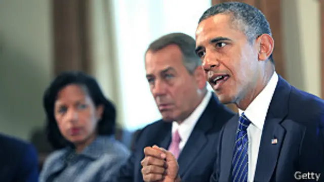 Barack Obama junto al líder republicano de cámara de representantes John Bohener