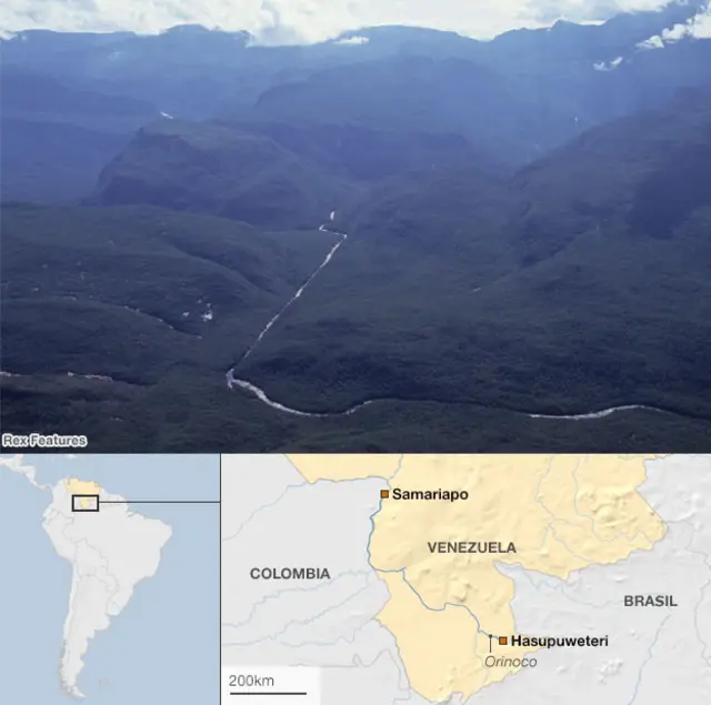 Mapa de la zona donde viven los Yanomamis