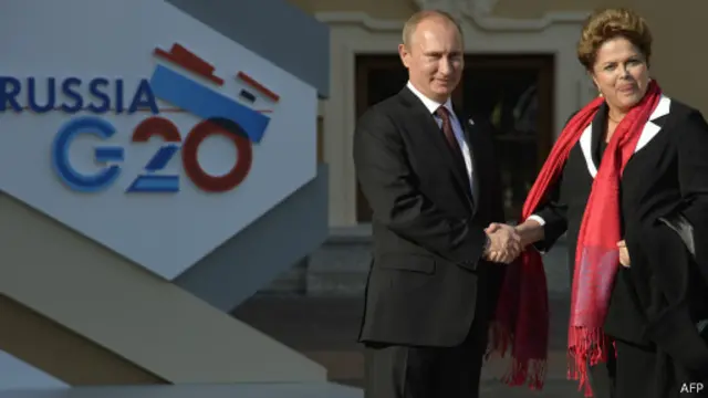 Dilma e o presidente da Rússia, Vladimir Putin, na cúpula do G20 (AFP)