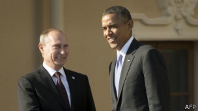 Барак Обама и Владимир Путин на саммите G20