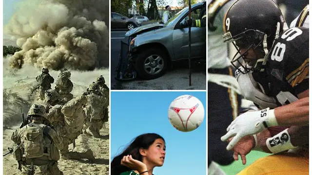 Collage de episodios que pueden causar contusión