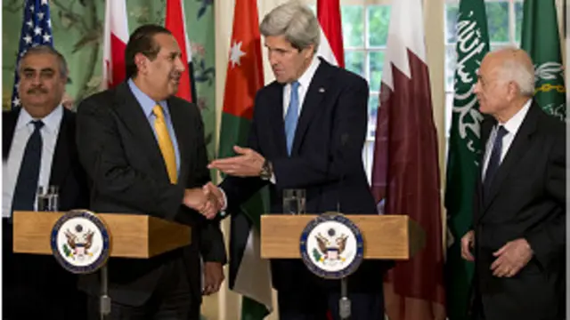 克里与阿拉伯国家领导人在一起