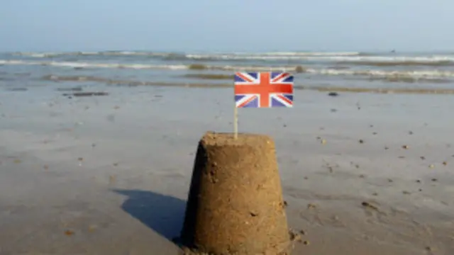 英国国旗与沙堆