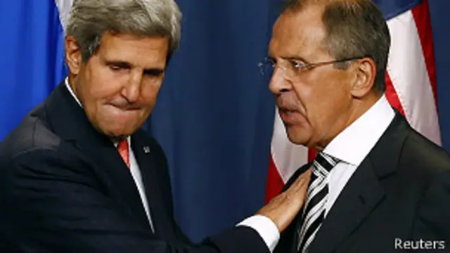 Джон Керри и Сергей Лавров на пресс-конференции в Женеве