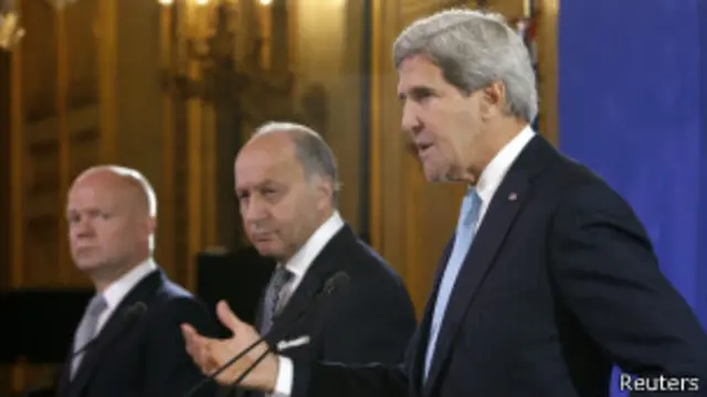 Уильям Хейг, Лоран Фабиус, Джон Керри