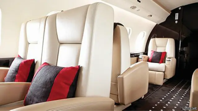 El interior de uno de los aviones de VistaJet. 
