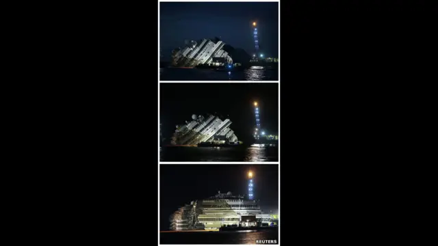 "Коста Конкордия" встала на киль