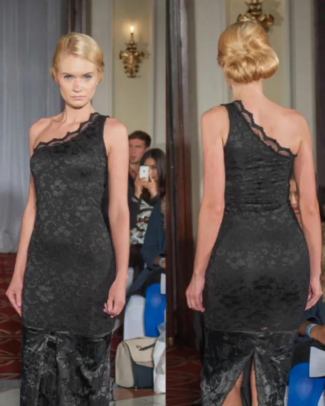 پاکستانی کشیدہ کاری کے ساتھ یہ کالا لباس بہت دلفریب ہے۔ 