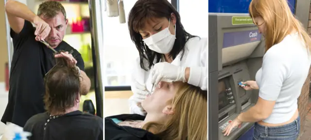 парикмахер, банк, стоматолог