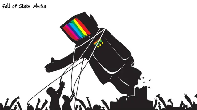 Суданлик рассом Холид Албаиҳ ўз картунларини Фейсбук тармоғидаги "Хартун" саҳифасида чоп этган. У "Хартун" сўзини Судан пойтахтининг номига қиёсан олган. Ҳозир бу суратлар Лондондаги галерияда намойиш этилмоқда. Албаиҳ 2011 йилги Араб баҳоридан мунтазам илҳом олади. Унинг мана бу "Хартун"ида халқнинг давлат матбуотига ишонч йўқолиб, янгилик илинжида ижтимоий матбуотга юз бурганини акс эттиришга уринган.