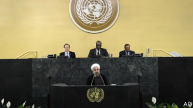 Hassan Rouhani discursa na ONU (foto: AP)