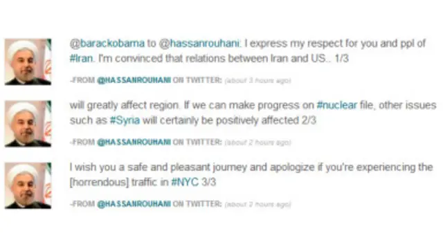 روحاني پر خپله ټویټر پاڼه له اوباما سره د دغو خبرو ځینې برخې ټویټ کړې. 
