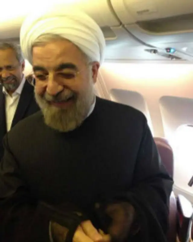 حسن روحانی در حال ترک نیویورک؛ او این عکس را در توییتر منتشر کرده است