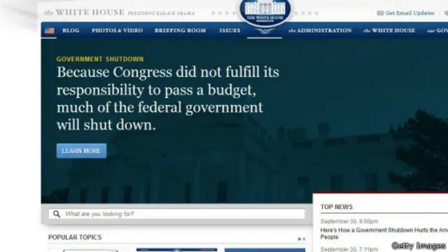 توقف تحديث موقع البيت الأبيض جراء أزمة الميزانية