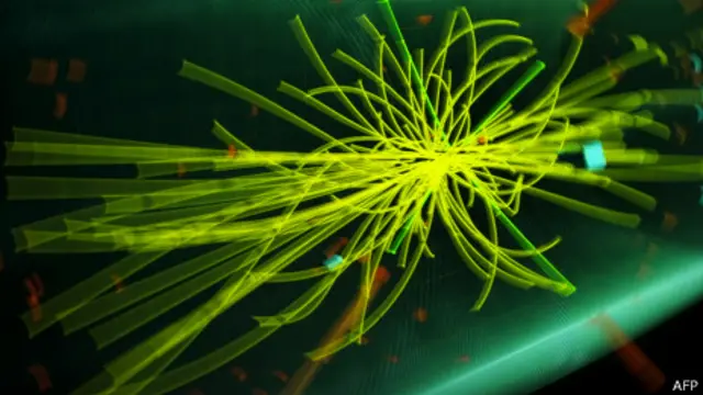 نمایی گرافیکی از آزمایش برخورد پروتون با پروتون در شتابدهنده سرن در سال ۲۰۱۲