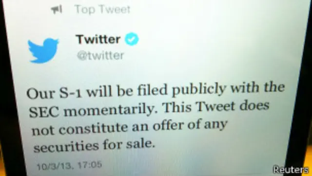 Сообщение Twitter об IPO