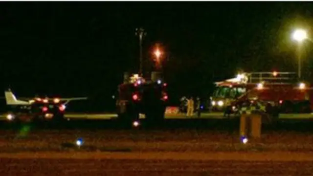 Pista do aeroporto de Humberside após o pouso