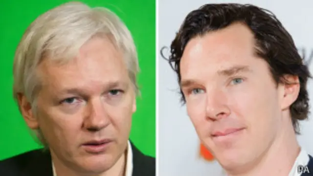 阿桑奇和扮演者英国演员康博巴奇