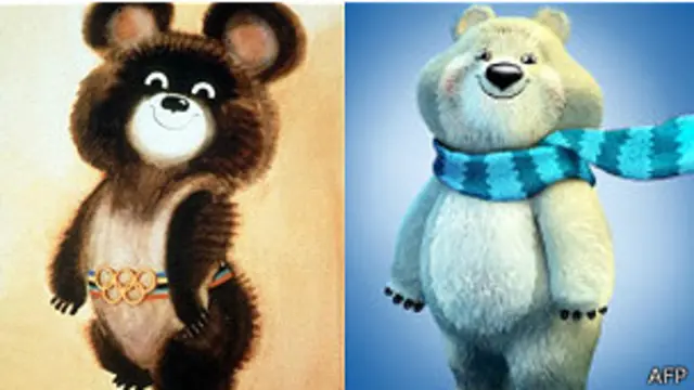 Олимпийские талисманы Игр в Москве и в Сочи
