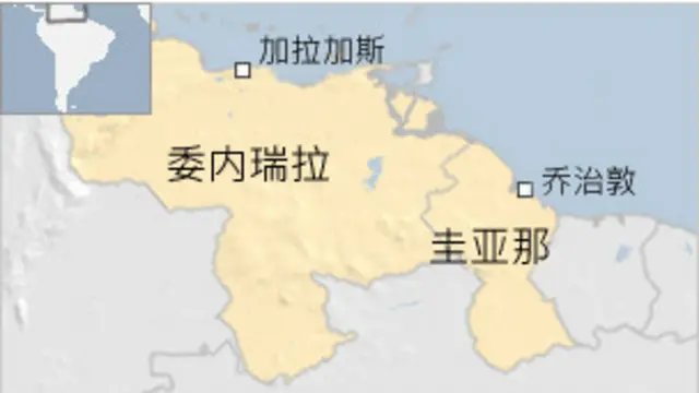 委内瑞拉和圭亚那地图