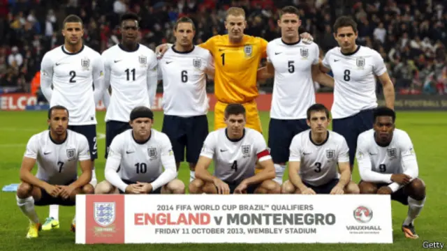 Pemain timnas Inggris sebelum menundukkan Montenegero 4-1.