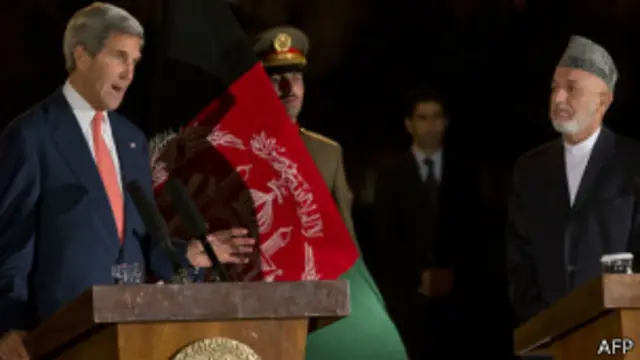 أعلن كيري وكرزاي الاتفاق على بعض بنود الاتفاقية الأمنية