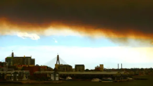 جنگلی آگ سے اٹھنے والے دھوئیں اور راکھ سے سڈنی کے افق پر کہر کی ایک چادر سی پڑ گئي ہے