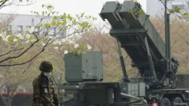 东京日本防卫省门外的爱国者三型反导弹系统