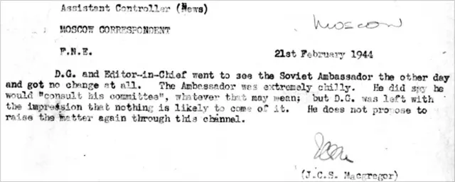 Служебная записка о встрече с советским послом