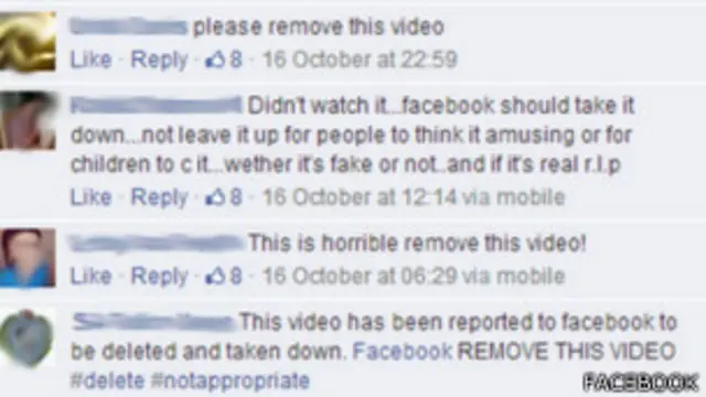 Alguns usuários do Facebook se queixaram de um vídeo mostrando uma mulher sendo decapitada