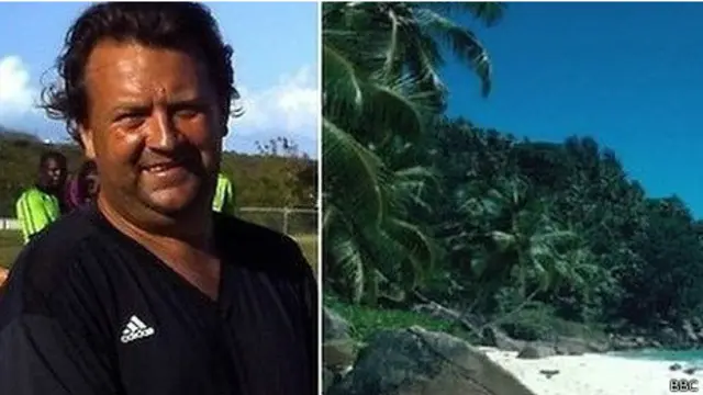 Matthew Green e a praia em Turks e Caicos. Foto: BBC