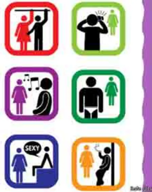 سیف سٹی نے استحصال کی درجہ بندی کی ہے جس میں جملے کسنا، چھونا، جسم ٹٹولنا، جنسی ترغیب دینا اور قابلِ اعتراض نمائش کرنا شامل ہیں۔