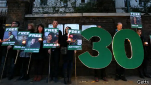 Manifestación a favor de los "30 del ártico"